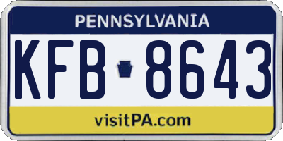 PA license plate KFB8643