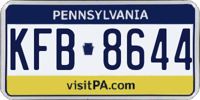PA license plate KFB8644