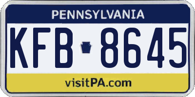 PA license plate KFB8645