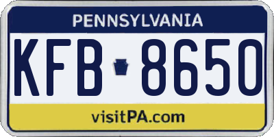 PA license plate KFB8650