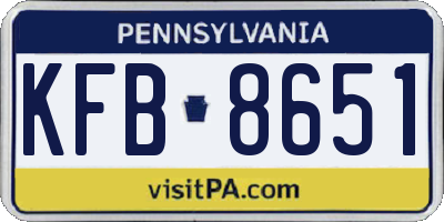 PA license plate KFB8651