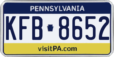 PA license plate KFB8652