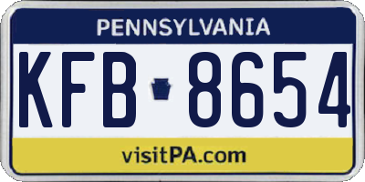 PA license plate KFB8654