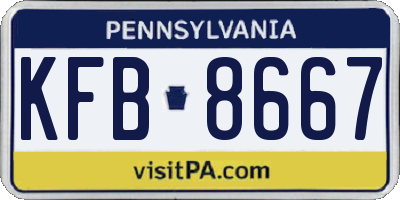 PA license plate KFB8667