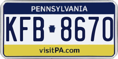 PA license plate KFB8670