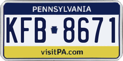 PA license plate KFB8671