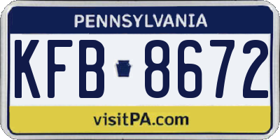 PA license plate KFB8672