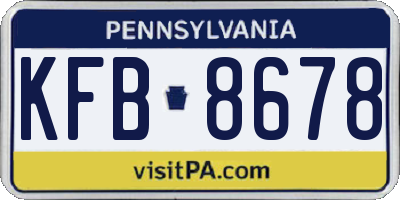 PA license plate KFB8678