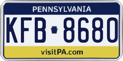 PA license plate KFB8680