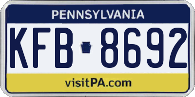 PA license plate KFB8692