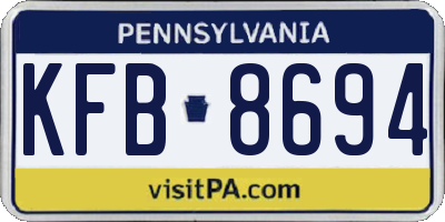 PA license plate KFB8694