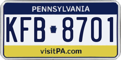 PA license plate KFB8701