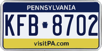 PA license plate KFB8702