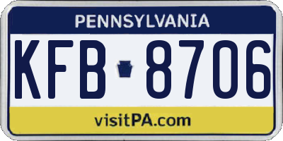 PA license plate KFB8706