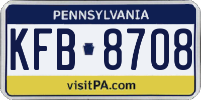 PA license plate KFB8708