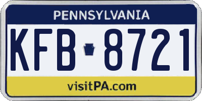 PA license plate KFB8721
