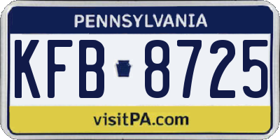 PA license plate KFB8725