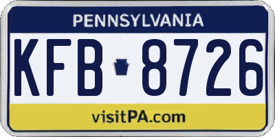 PA license plate KFB8726