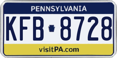 PA license plate KFB8728