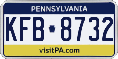 PA license plate KFB8732