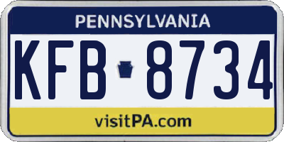PA license plate KFB8734