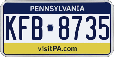 PA license plate KFB8735