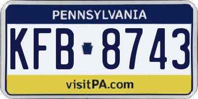 PA license plate KFB8743