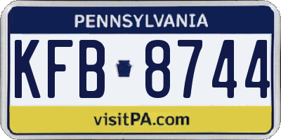 PA license plate KFB8744