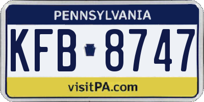 PA license plate KFB8747