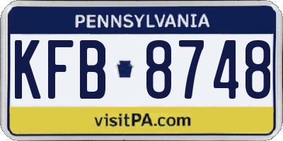 PA license plate KFB8748