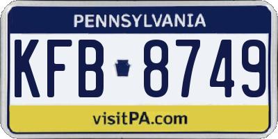 PA license plate KFB8749