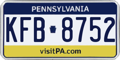 PA license plate KFB8752