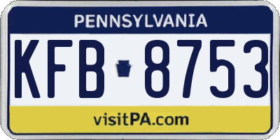 PA license plate KFB8753