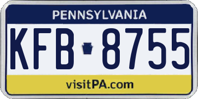 PA license plate KFB8755