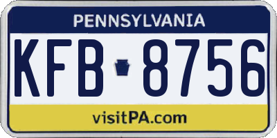 PA license plate KFB8756