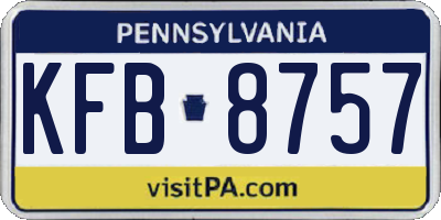 PA license plate KFB8757