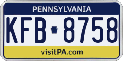 PA license plate KFB8758