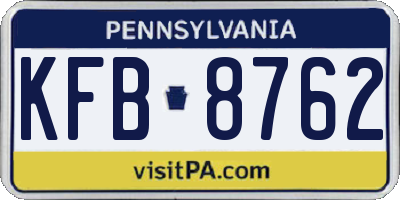 PA license plate KFB8762
