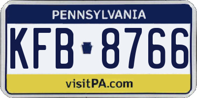 PA license plate KFB8766