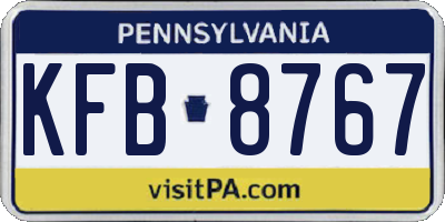 PA license plate KFB8767