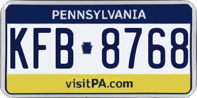 PA license plate KFB8768