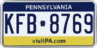 PA license plate KFB8769
