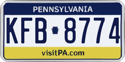 PA license plate KFB8774