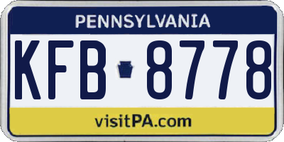PA license plate KFB8778