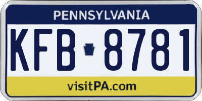 PA license plate KFB8781