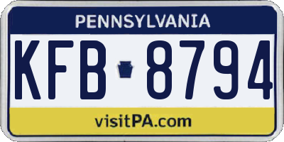 PA license plate KFB8794