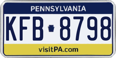 PA license plate KFB8798