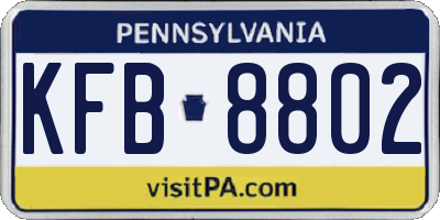PA license plate KFB8802