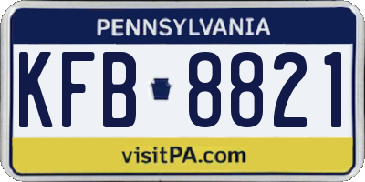 PA license plate KFB8821