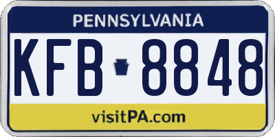 PA license plate KFB8848